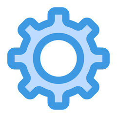 A simple gear icon representing settings, suitable for app design or web development.