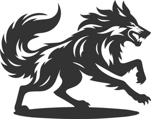 Angry wolf vector animal silhouette