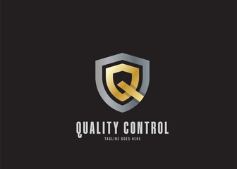 Quality Control logo ,Shield QC Monogram Minimalist design vector illustration