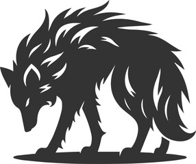 Angry wolf vector animal silhouette