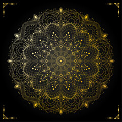 Traditional golden ornament mandala design | The Infinite Tapestry of Mind and Spirit: A Mandala Design Weaving Together Ancient Symbols, Sacred Patterns, and Meditative Artistry