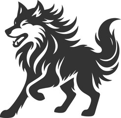 Fototapeta premium Angry wolf vector animal silhouette