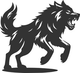 Angry wolf vector animal silhouette