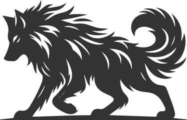 Angry wolf vector animal silhouette