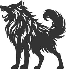 Angry wolf vector animal silhouette