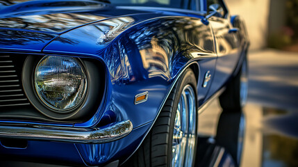 Shiny blue classic car