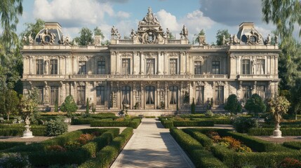 Fototapeta premium Magnificent Chateau: A Vision of Architectural Grandeur