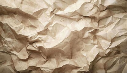 crumpled brown paper texture with various folds and shadows creating a rough and wrinkled surface conveying a tactile and aged feel