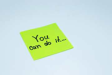 Motivational words for personal development, You can do it, inspirational handwriting on sticky notes