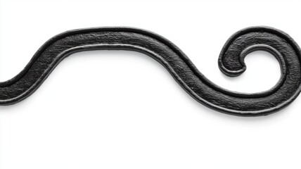 Fototapeta premium A black wrought iron swirl with a decorative, curved design on a white background.
