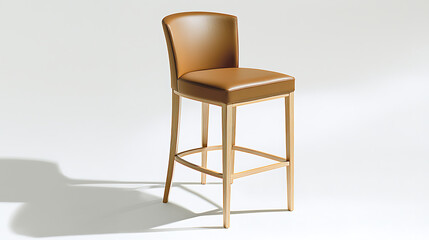 A tan leather chair with a wooden frame