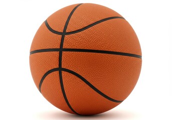 A single orange basketball with black lines on a plain white background in a studio setting