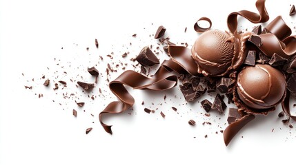 Chocolate ice cream with broken chocolate pieces