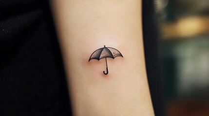Obraz premium A tattoo of a black umbrella on a person's arm
