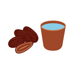 Dates and Water Vector Illustration