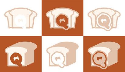 Letter Q white bread. This logo combines letters and white bread. Suitable for bread shops, bakery, cafe, and the like.