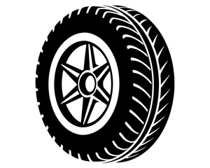 Fototapeta premium Tire Vector Illustration | Tire Silhouette SVG Design for Auto Repair, Racing, Garage, and DIY Crafts