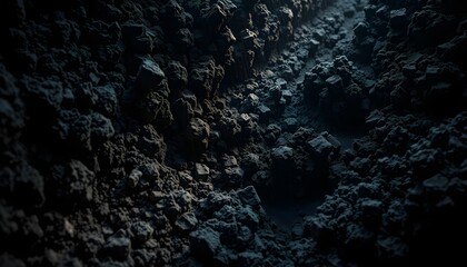 Fototapeta premium Abstract Dark Rocks and Minerals Deep in the Earth's Caverns