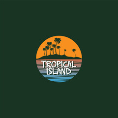 coconut trees silhoette image vector illustration for tropical island logo