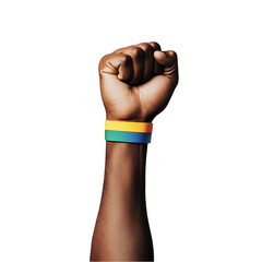 Raised Fist with Pan-African Colors Wristband: Strength and Unity
