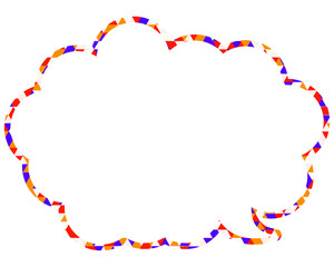ステンドグラス風吹き出し　三角形模様　丸みのある雲形