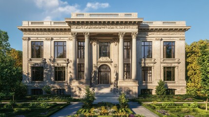 Obraz premium Magnificent Neoclassical Mansion: Architectural Masterpiece