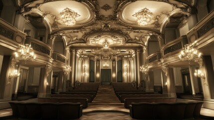 Obraz premium Opulent Grandeur: An Architectural Masterpiece in Sepia Tones