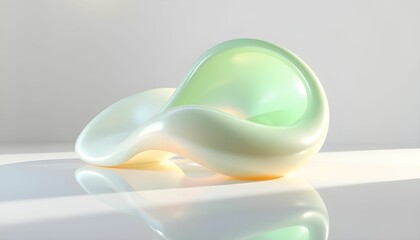 Translucent Green and White Abstract Sculptural Form Art