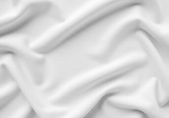 Obraz premium Close up view of a white satin fabric with soft folds and shadows creating a smooth and elegant texture