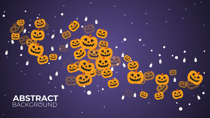 Halloween background of creepy pumpkins in flat design