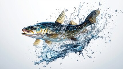Naklejka premium Fresh fish leaping out of water