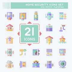 Icon Set Home Security. related to Education symbol. flat style