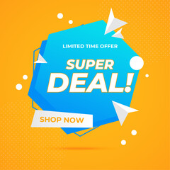 Flash Sale Shopping Poster or banner with blue and white color