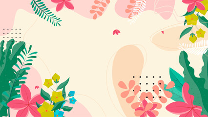 Hand drawn flat summer tropical background