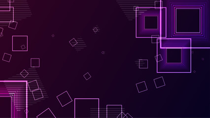 Neon geometric border on a dark purple background