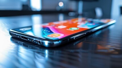 A close-up shot of a 5G smartphone displaying high-speed internet connectivity and streaming content seamlessly.