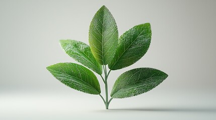 Obraz premium Green Leafy Plant Growing Fresh on White Background in Studio Lighting