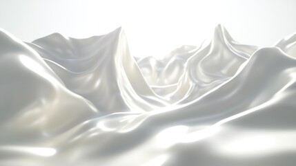 Fototapeta premium Abstract white flowing fabric landscape