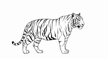 Fototapeta premium Illustration of a tiger, a wild mammal with distinctive stripes.