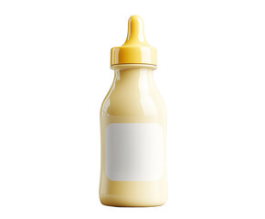 Transparent milk bottle with white label