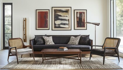 A cozy living room blends vintage and modern 2. Generative AI