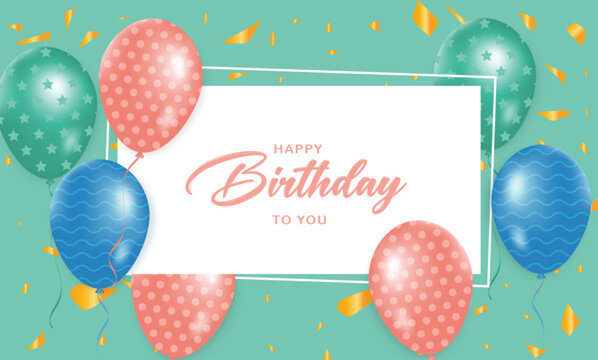 Happy birthday background template with realistic balloons