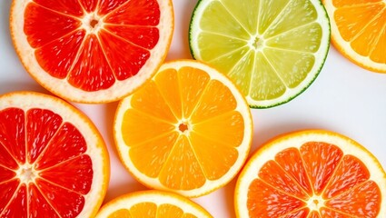 Obraz premium background of citrus fruit, colorful orange slices