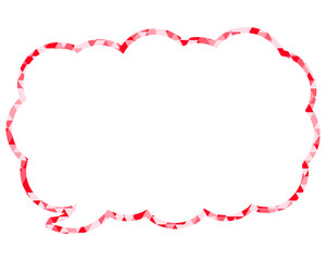 ステンドグラス風吹き出し　三角形模様　細長い雲形