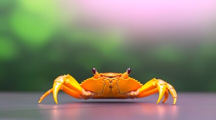 Fototapeta premium Orange crab shallow water close up nature wildlife
