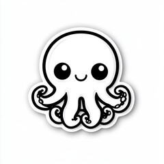 Cute cartoon octopus sticker, simple design, for children's products