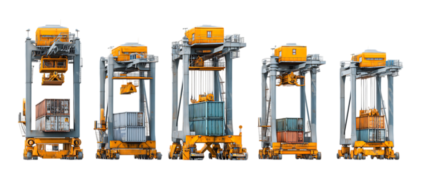 Pack of Cargo Terminals Against Transparent Background for Shipping Branding, Port Promotion, or Infrastructure Design Projects