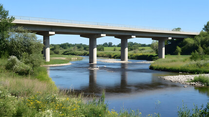 Fototapeta premium Modern bridge over serene waterway