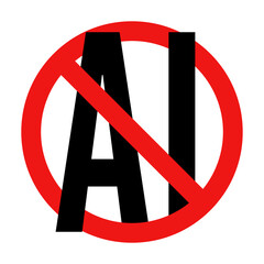 No AI Sign on White Background