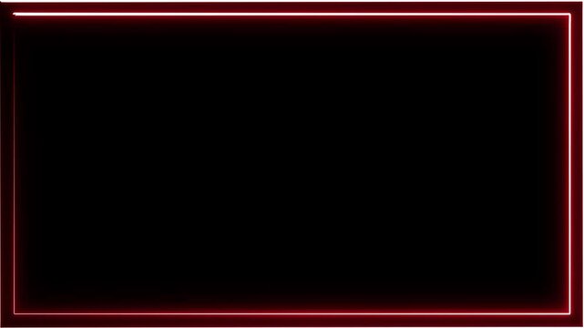glowing neon light in rectangle shape as frame for video background. Red animation bar in oposite direction.